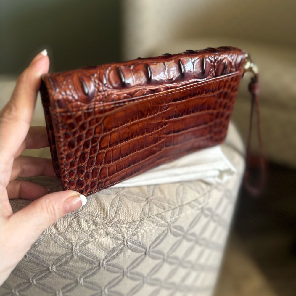 Brahmin Caroline Pecan Melbourne Genuine Leather Tote & Matching Wristlet/Wallet - Picture 9 of 12